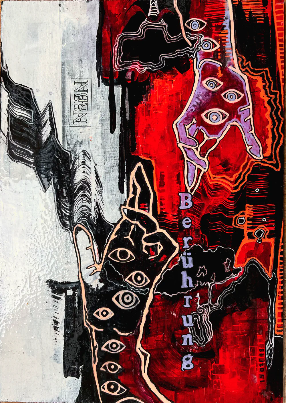 Berührung — mixed media on wood