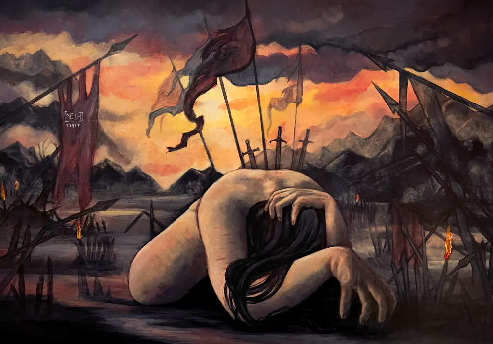 Casus belli — mixed media on paper