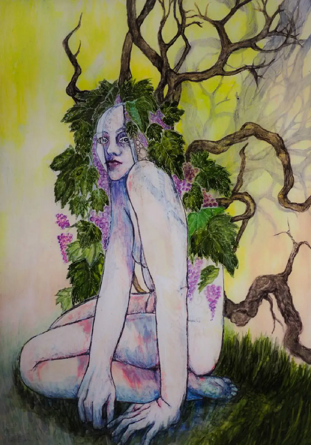 dryade — mixed media on paper