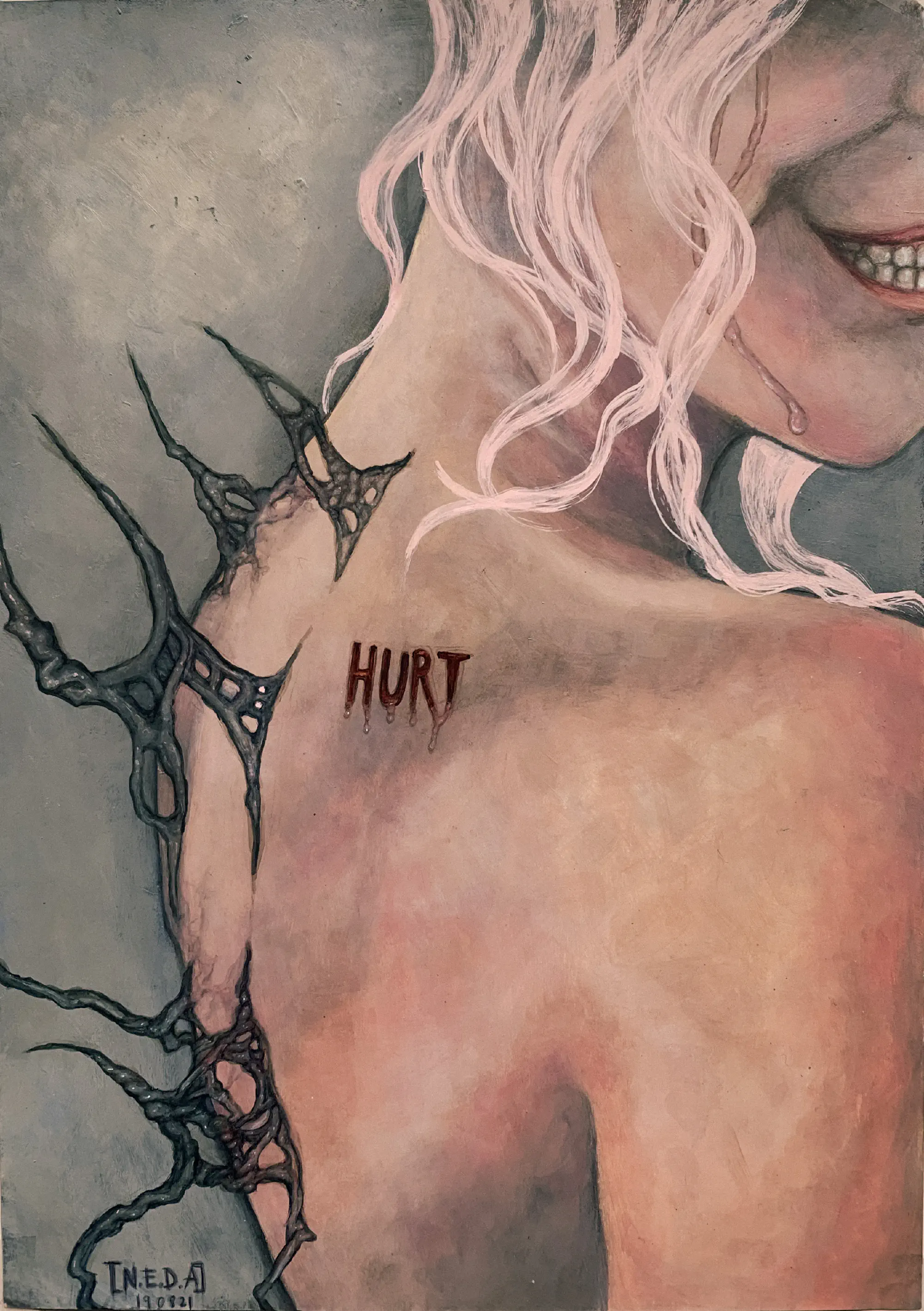 Hurt — mixed media on paper