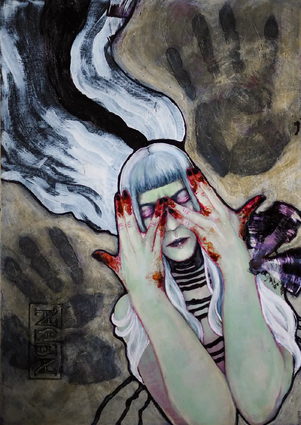 Regrets — mixed media on paper